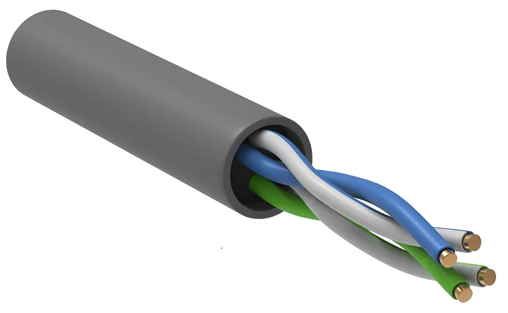 Витая пара U/UTP 5E 24AWG 2PR PVC 1м серый 100м РФ GENERICA