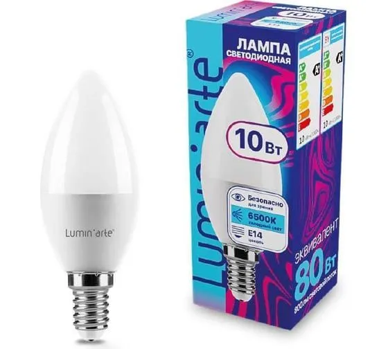 Светодиодная лампа Luminarte LSTD-C37-10W6KE14 10Вт 6500K E14 LSTD-C37-10W6KE14