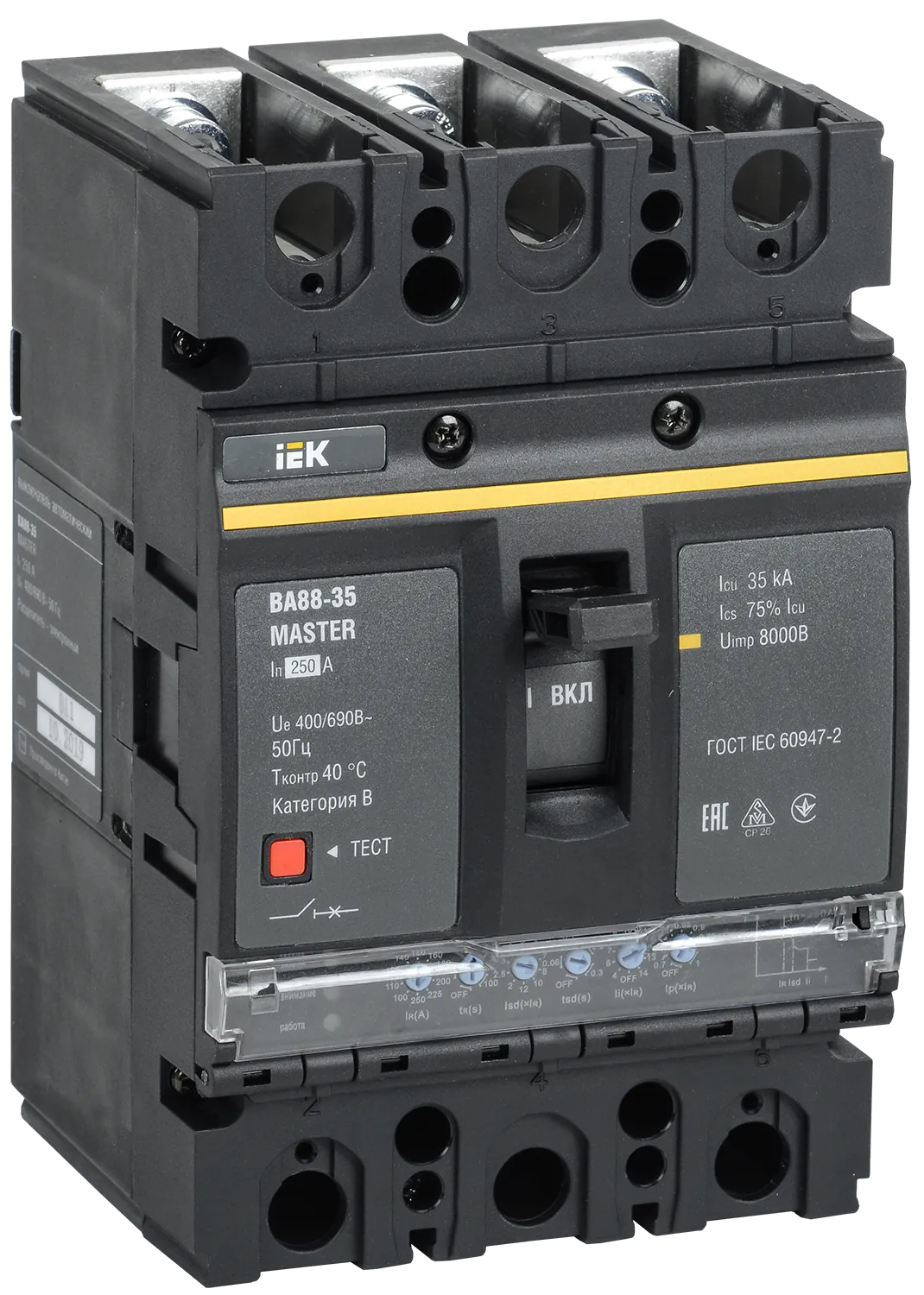 Выключатель автоматический ВА88-35 3Р 250А 35кА MASTER с электронным расцепителем IEK