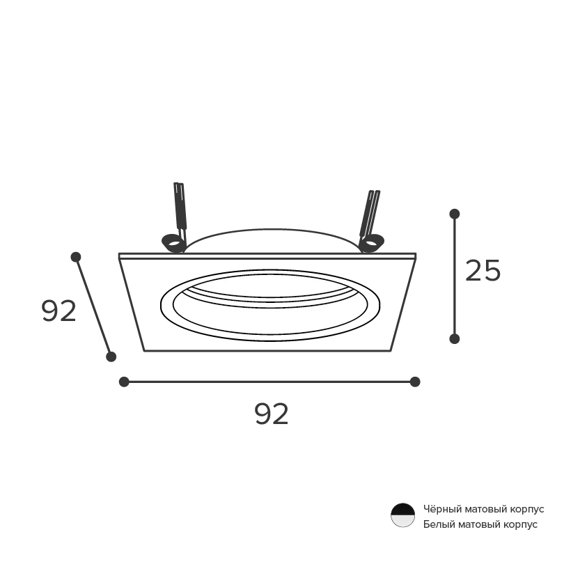 Встраиваемый cветильник WOLTA WDL-GU5.3/02W-S IP20 под лампу GU5.3 квадратный Белый ALTO 92x92х25 1/100 - Фото 2