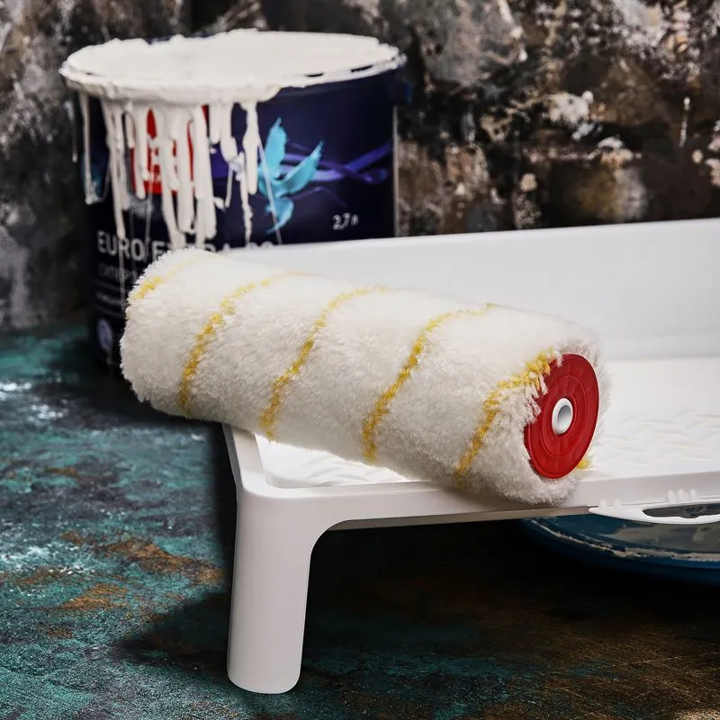 Ролик (сменный) полиамид белый с желтой полосой, ворс 11 мм, ширина ролика 180 мм, Ø 42 мм, бюгель 6 мм REXANT - Фото 2