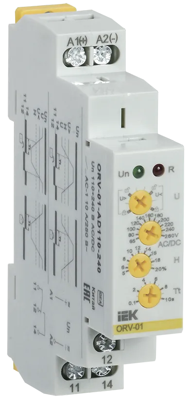 Реле контроля напряжения ORV с блокировкой однофазное 110-240В AC/DC IEK