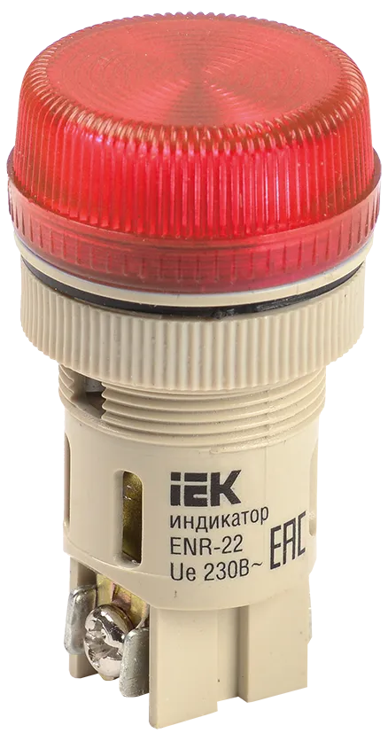 Лампа ENR-22 сигнальная d=22мм красный неон/240В цилиндр IEK
