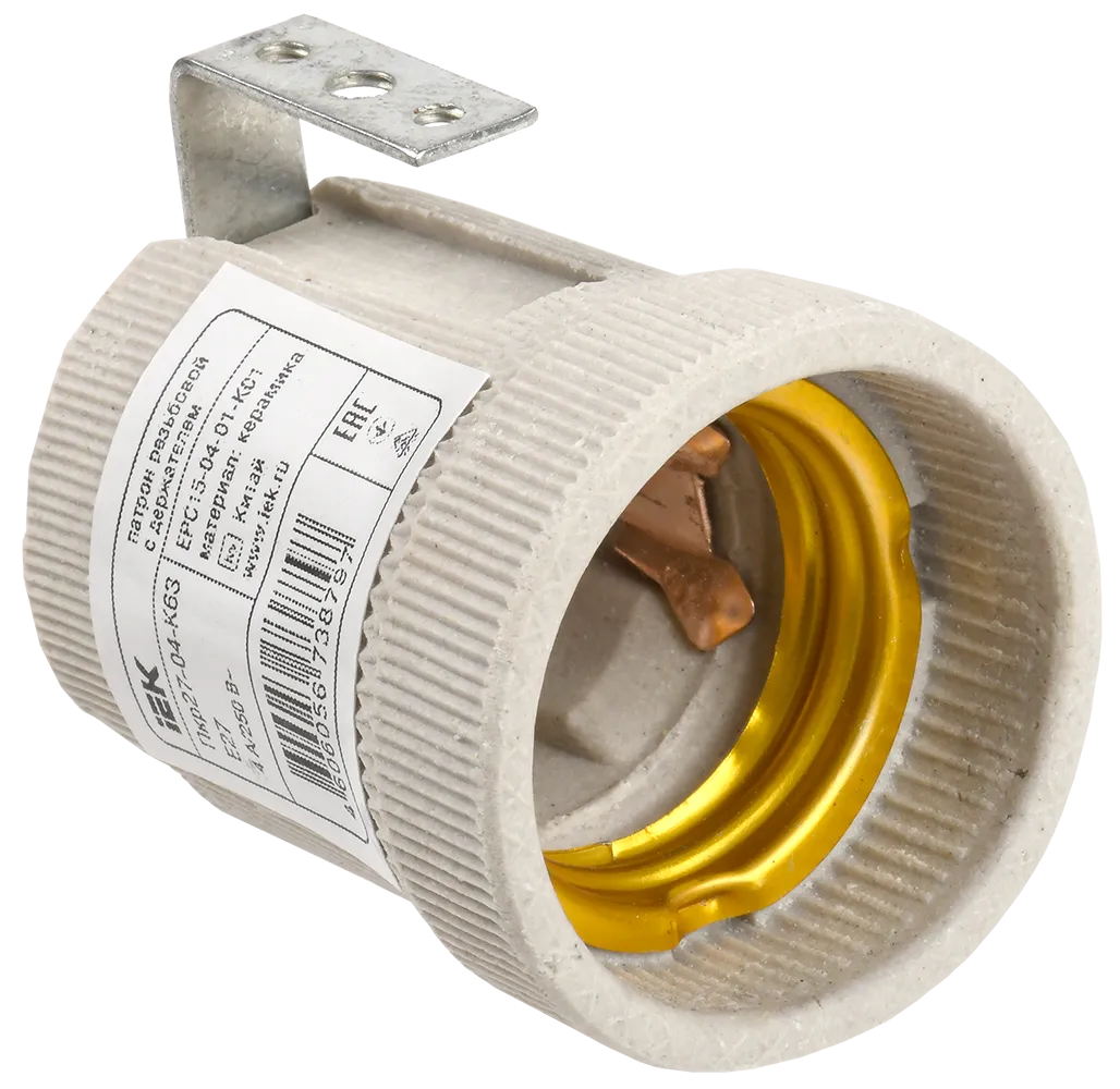 Патрон с держателем Пкр27-04-К63 Е27 керамика IEK EPC15-04-01-K01