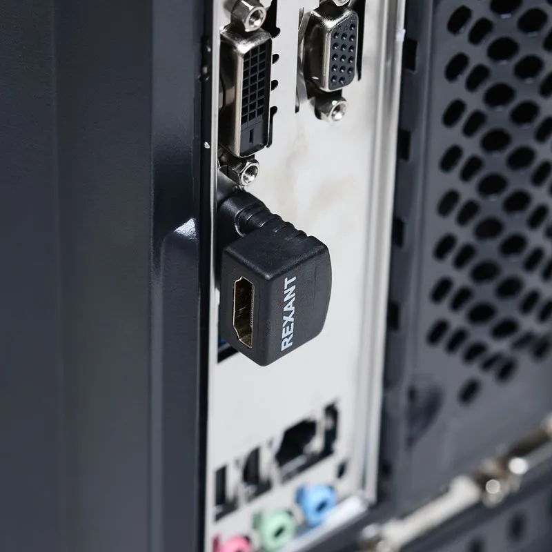 Переходник штекер HDMI - гнездо HDMI, угловой REXANT - Фото 3
