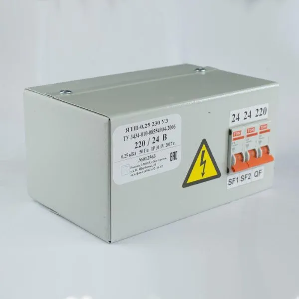 Ящик с понижающим трансформатором ЯТП 0.25 220/24В (3 авт. выкл.) IP31 DEKRON - Фото 3
