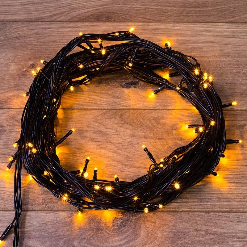 Гирлянда Нить управляемая 10м 100 LED ЖЕЛТЫЙ черный ПВХ IP65 свечение с динамикой 230В контроллер в комплекте NEON-NIGHT 303-131