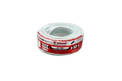 Кабель коаксиальный SAT 703B, 75Ом, Cu/Al/Cu, 75%, 20м, INDOOR, белый REXANT - Фото 2