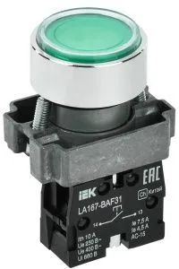 Кнопка управления LA167-BAF31 d=22мм 1з зеленая IEK BBT20-BAF31-1-22-67-K06
