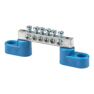 Шина "0" N (6x9мм) 6 отв. цинк 2 синих угловых изолятора EKF sn1-63-06-2