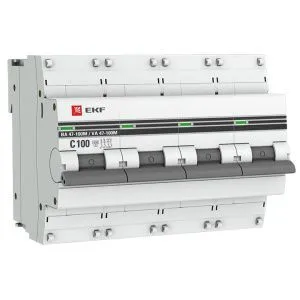 Авт. выкл. 4P 100А (C) 10kA ВА 47-100M без тепл. расцепит. EKF PROxima mcb47100m-4-100C-pro