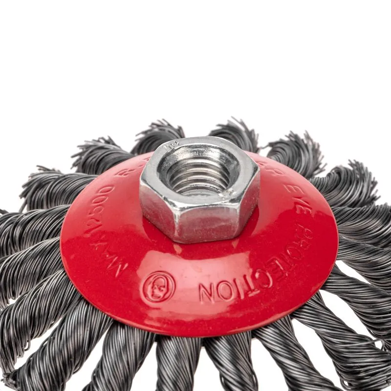 Щетка коническая для УШМ, крученая стальная проволока, 100мм, М14 KRANZ - Фото 2