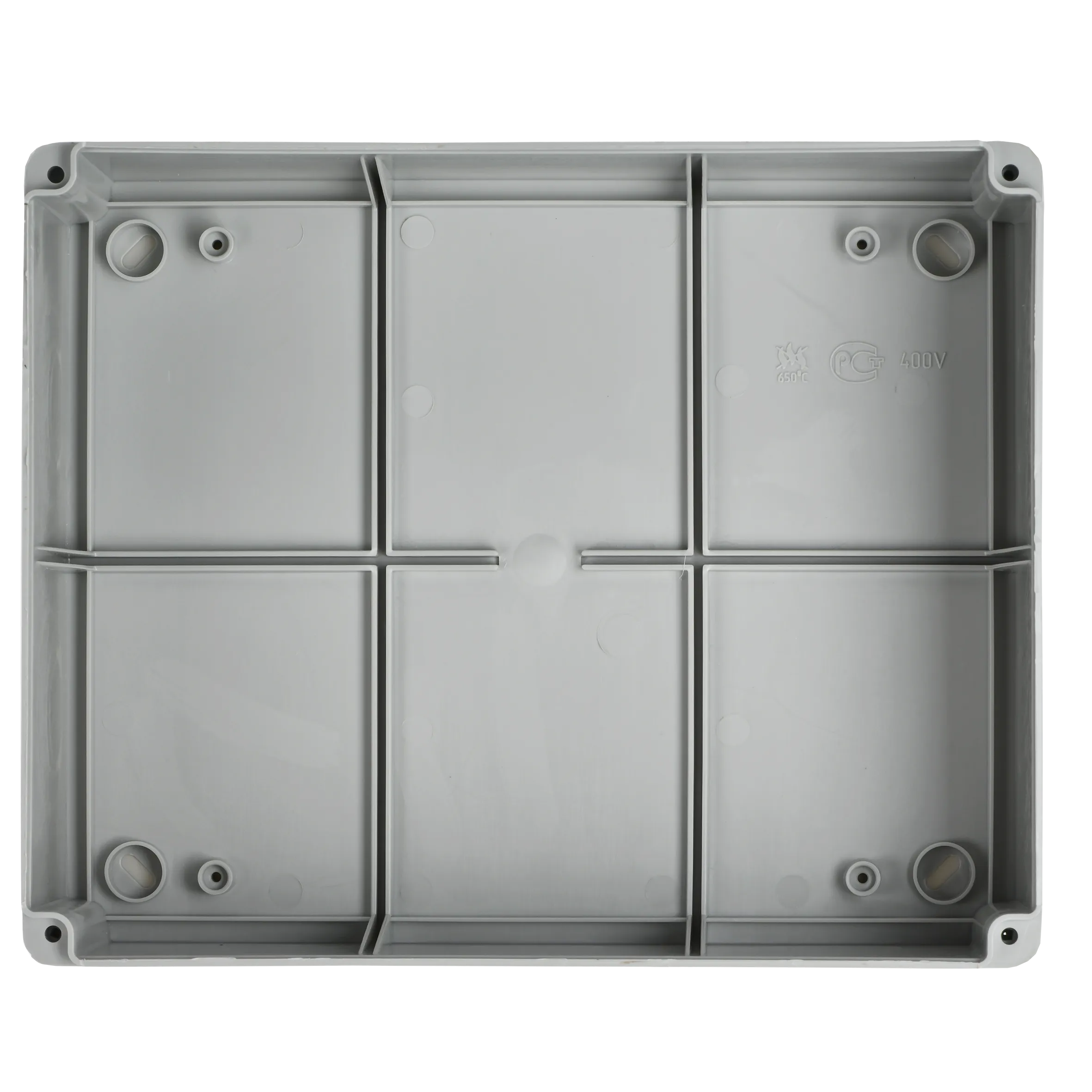 Коробка распаячная КМ41276 для открытой проводки безгалогенная (HF) 240х195х90мм с прозрачной крышкой IP55 5 вводов RAL 7035 IEK - Фото 3