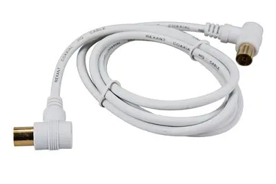 Шнур ТВ гнездо - ТВ штекер, угловой, 3м, белый REXANT - Фото 2