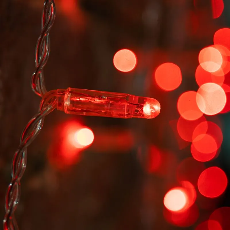 Гирлянда светодиодная Занавес 2х1,5м 192 LED КРАСНЫЙ прозрачный ПВХ IP65 постоянное свечение 230В блок в комплекте NEON-NIGHT - Фото 2