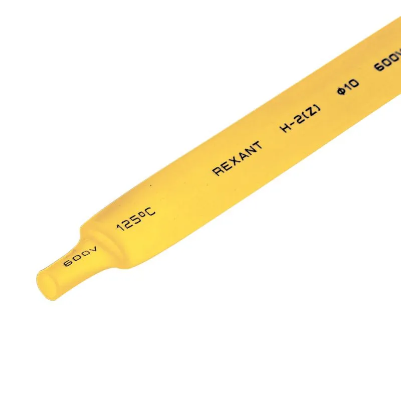 Трубка термоусаживаемая ТУТ нг 10,0/5,0мм, желтая, упаковка 50 шт. по 1м REXANT - Фото 2