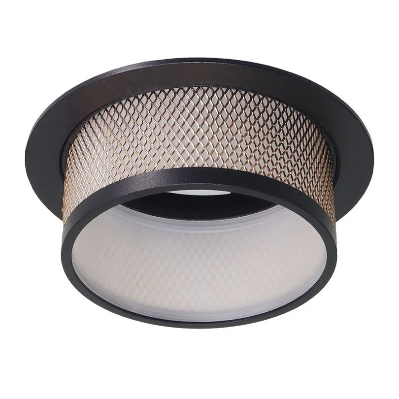 Встраиваемый светильник WOLTA WDL-GX53/12BG Rete под лампу GX53 IP20 Чёрный матовый/золото D110*60mm