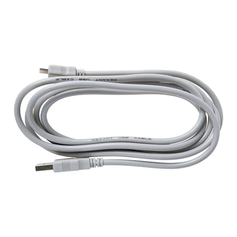 Кабель шт. USB-A – гн. USB-A, 2,4А, 1,8м, ПВХ, серый REXANT - Фото 2