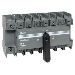 Рубильник 100A 4P реверсивный c рукояткой для прямой установки TwinBlock EKF tb-s-100-4p-rev