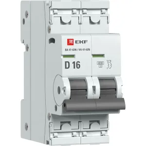 Авт. выкл. 2P 16А (D) 6кА ВА 47-63N EKF PROxima M636216D