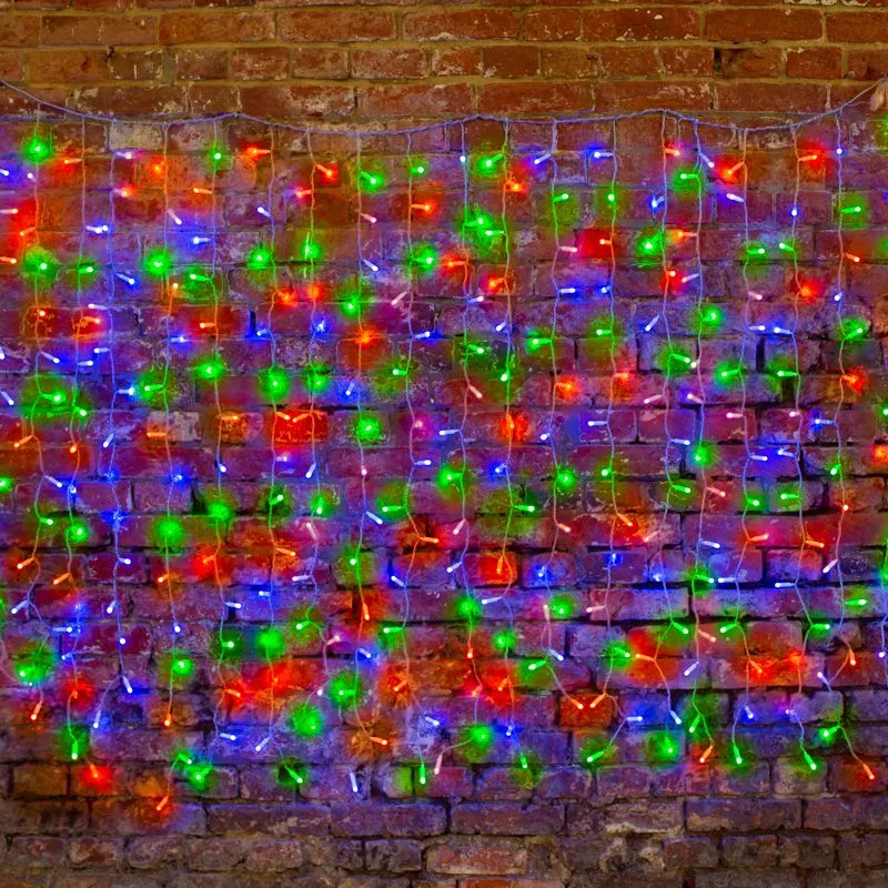 Гирлянда Светодиодный дождь 2х3 м, прозрачный провод, 230 В, диоды RGB, 600 LED-свечение с динамикой - Фото 3