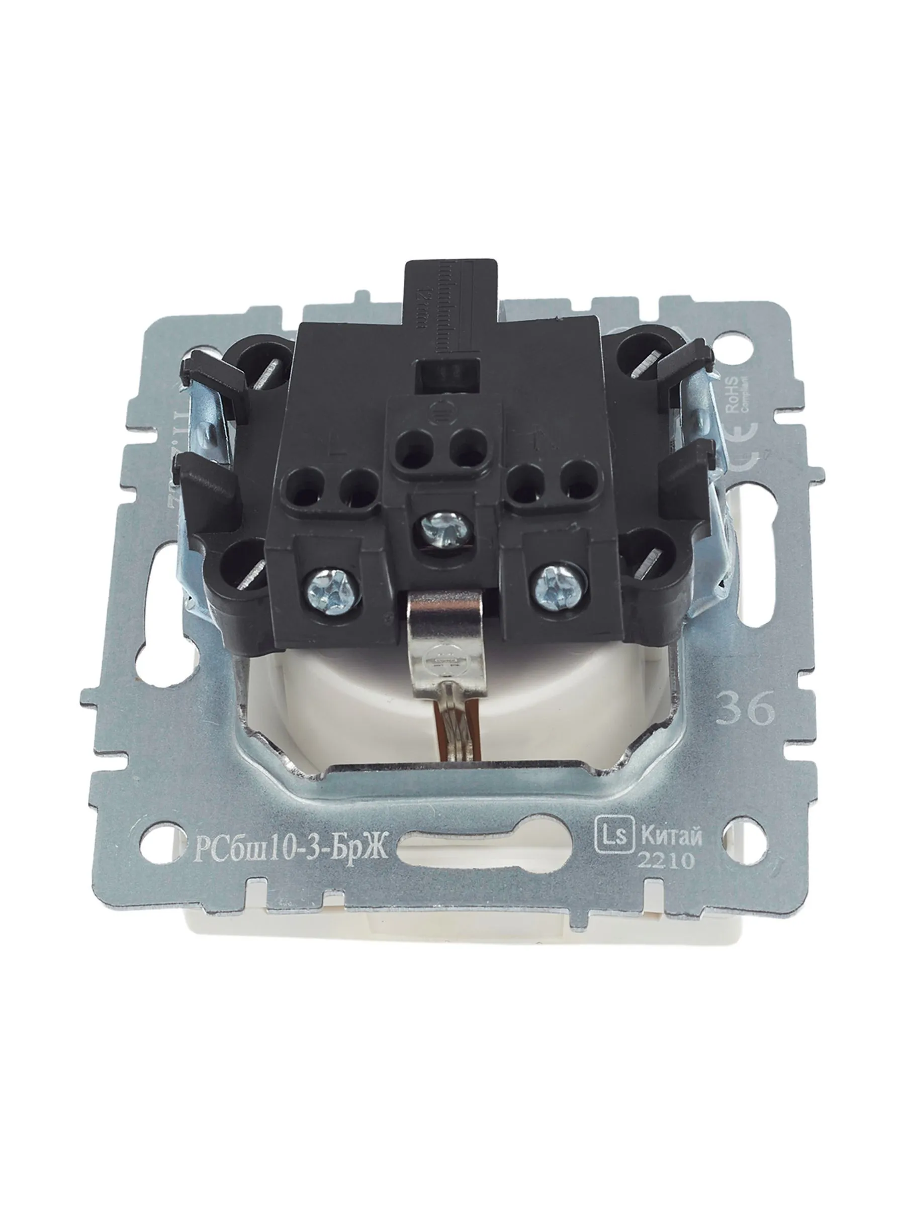 BRITE Розетка 1-местная с заземлением с защитными шторками и крышкой 16А IP20 РСбш10-3-БрЖ жемчуг IEK - Фото 3