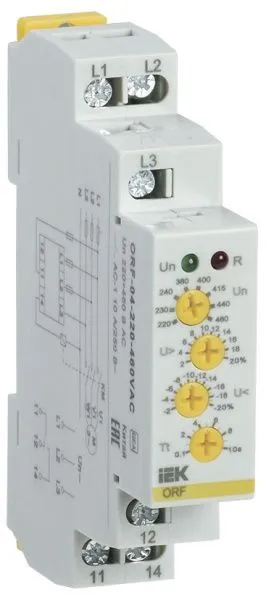 Реле контроля фаз ORF-04 трехфазное 220-460В AC IEK ORF-04-220-460VAC