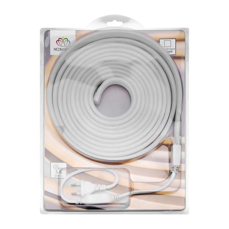 Гибкий неон LED SMD 8х16 мм, односторонний, белый, 120 LED/м, 5 м - Фото 2