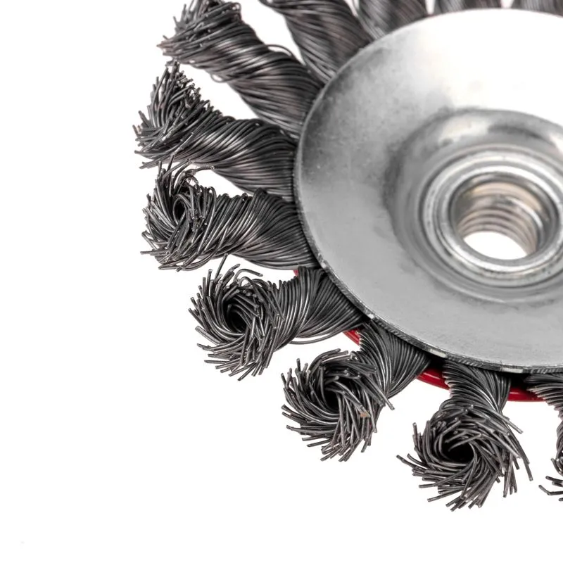 Щетка коническая для УШМ, крученая стальная проволока, 115мм, М14 KRANZ - Фото 3