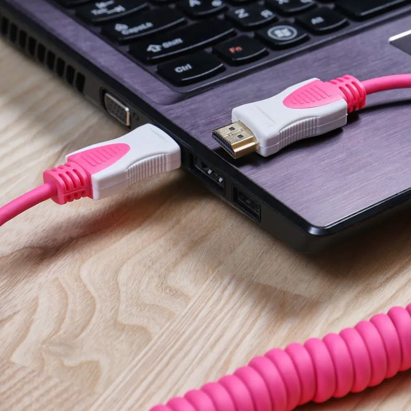 Шнур HDMI - HDMI 1.4, 2м, Gold, витой, розовый REXANT - Фото 3