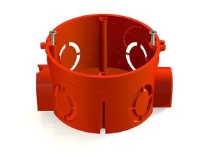 Коробка установочная 1-местная D68х42мм КИРПИЧ блочная КРАСНАЯ с саморезами(300шт) GE40010-06