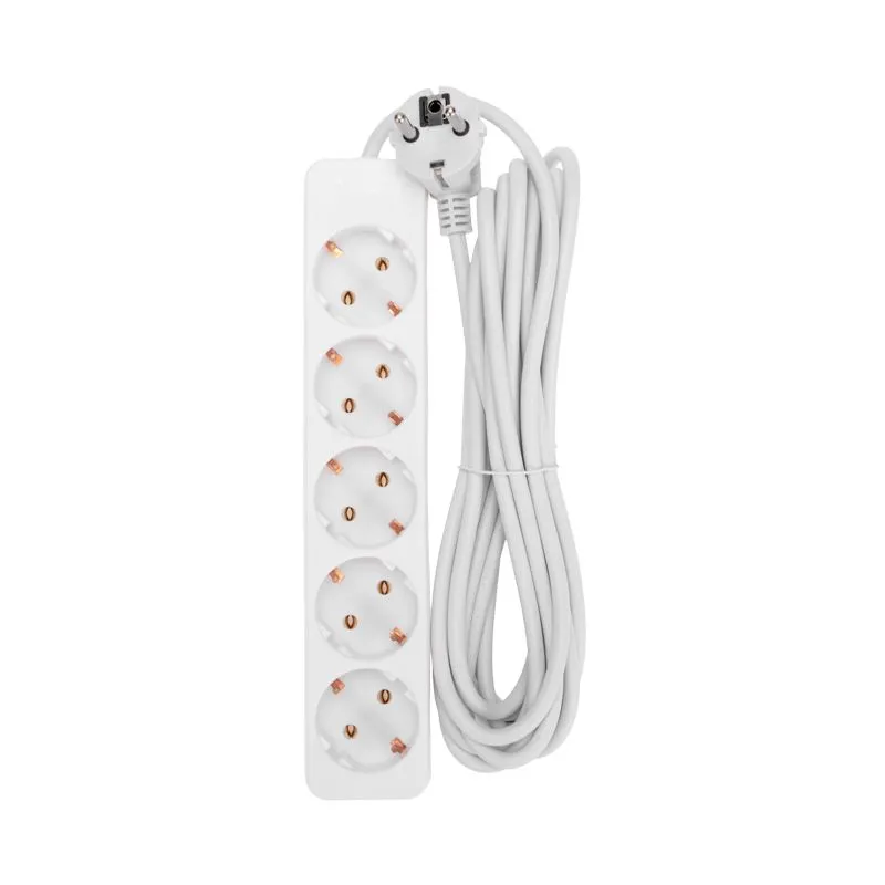 Удлинитель 5 гнезд, 5м, 3х0,75мм², с/з, белый PROconnect - Фото 3