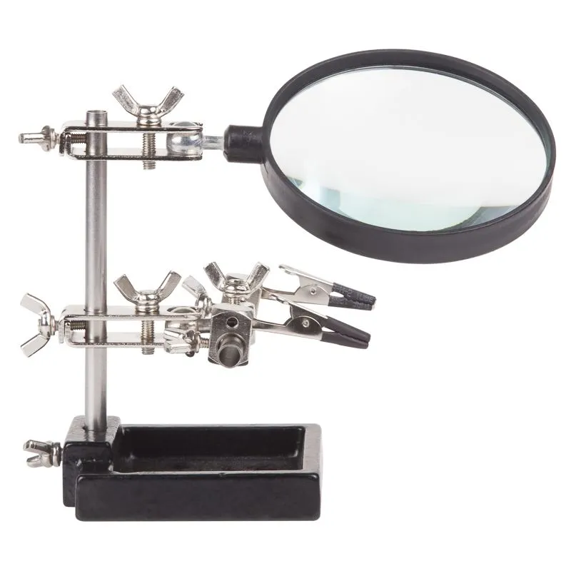 Держатель Третья рука, 2 зажима, лупа 90мм (3х), чугун REXANT - Фото 5