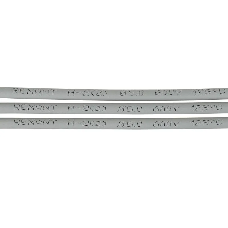 Трубка термоусаживаемая ТУТ нг 5,0/2,5мм, серая, упаковка 50 шт. по 1м REXANT - Фото 2