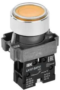 Кнопка управления LA167-BAF51 d=22мм 1з желтая IEK BBT20-BAF51-1-22-67-K05