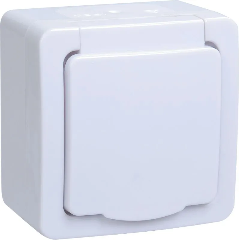 Розетка 1-местная для открытой установки РСб20-3-ГПБб с заземляющим контактом IP54 ГЕРМЕС PLUS (цвет крышки:белый) IEK ERMP12-K01-16-54-EC