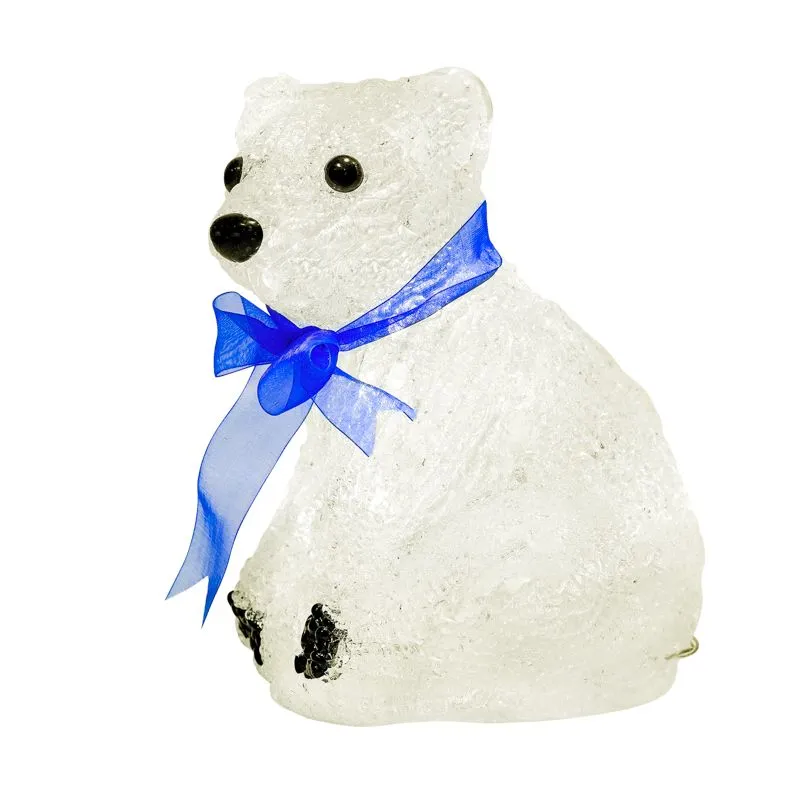 Акриловая светодиодная фигура Белый мишка 20 см, 4,5 В, 3 батарейки AA (не входят в комплект), 20 светодиодов NEON-NIGHT - Фото 3