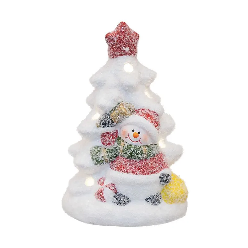 Керамическая фигурка Елочка со снеговиком 7,8х6,9х12,1 см - Фото 3