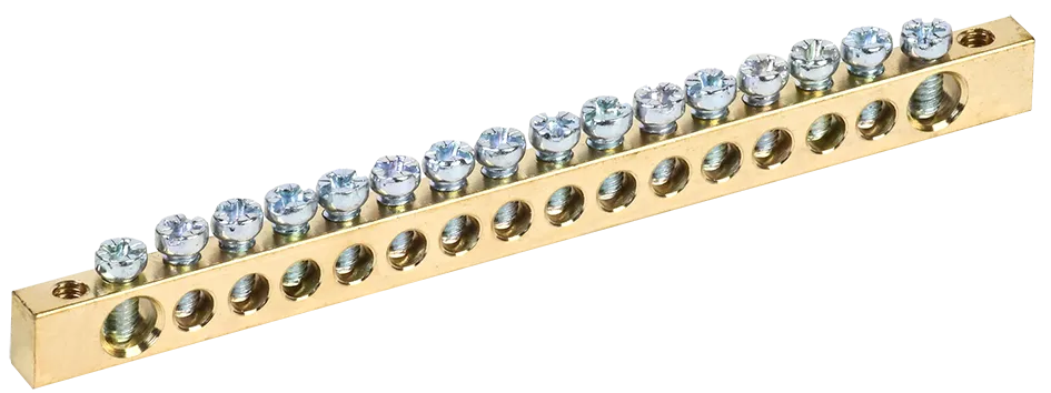 Шина PEN "земля-ноль" 6х9мм 16/2 (16групп/крепеж по краям) IEK