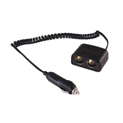 Разветвитель автоприкуривателя, 2 гнезда, спиральный шнур 1,5м REXANT 16-0223