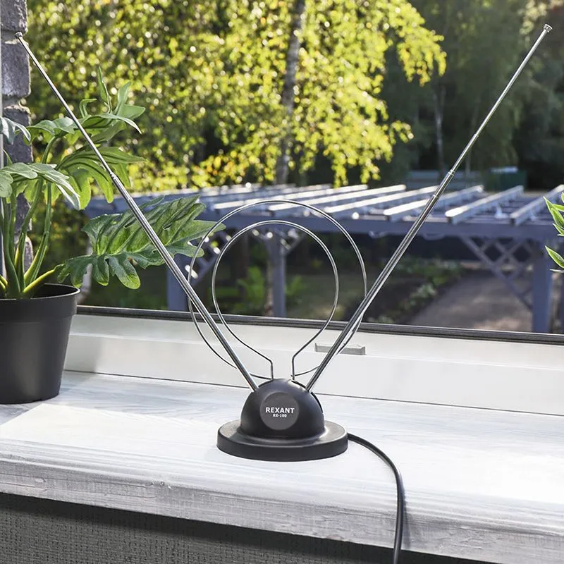 Антенна комнатная телескопическая на подставке «Усы+кольцо», RX-100 REXANT - Фото 2