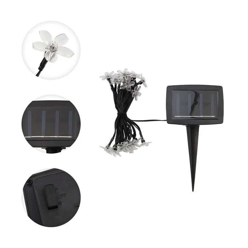 Гирлянда садовая (каскад) Ночной букет 4м, мультиколор, с аккумулятором и выносной солнечной панелью LAMPER - Фото 3