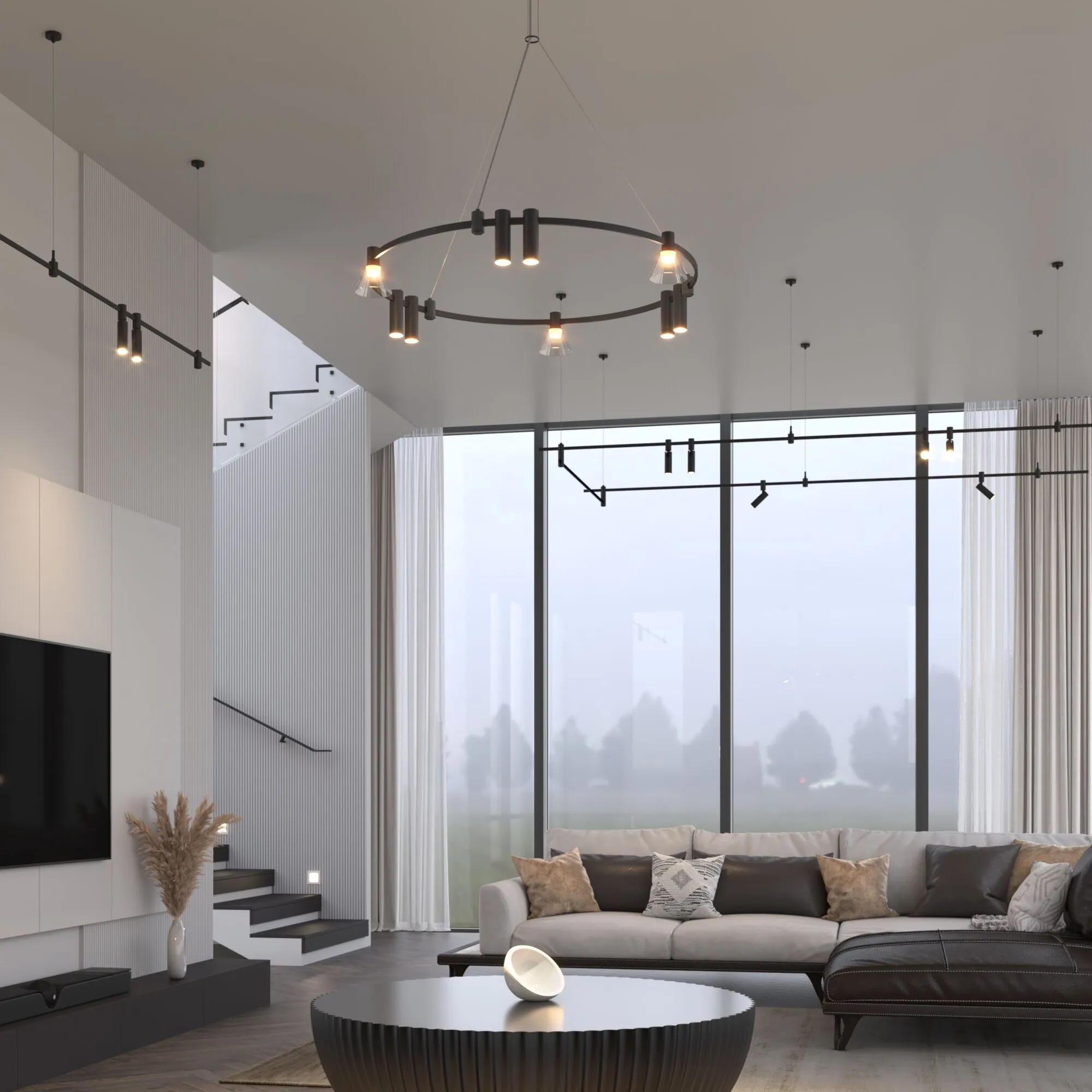 Esthetic Magnetic Шинопровод с тросовыми креплениями Round (черный) (800⌀) 85138/00 - Фото 4