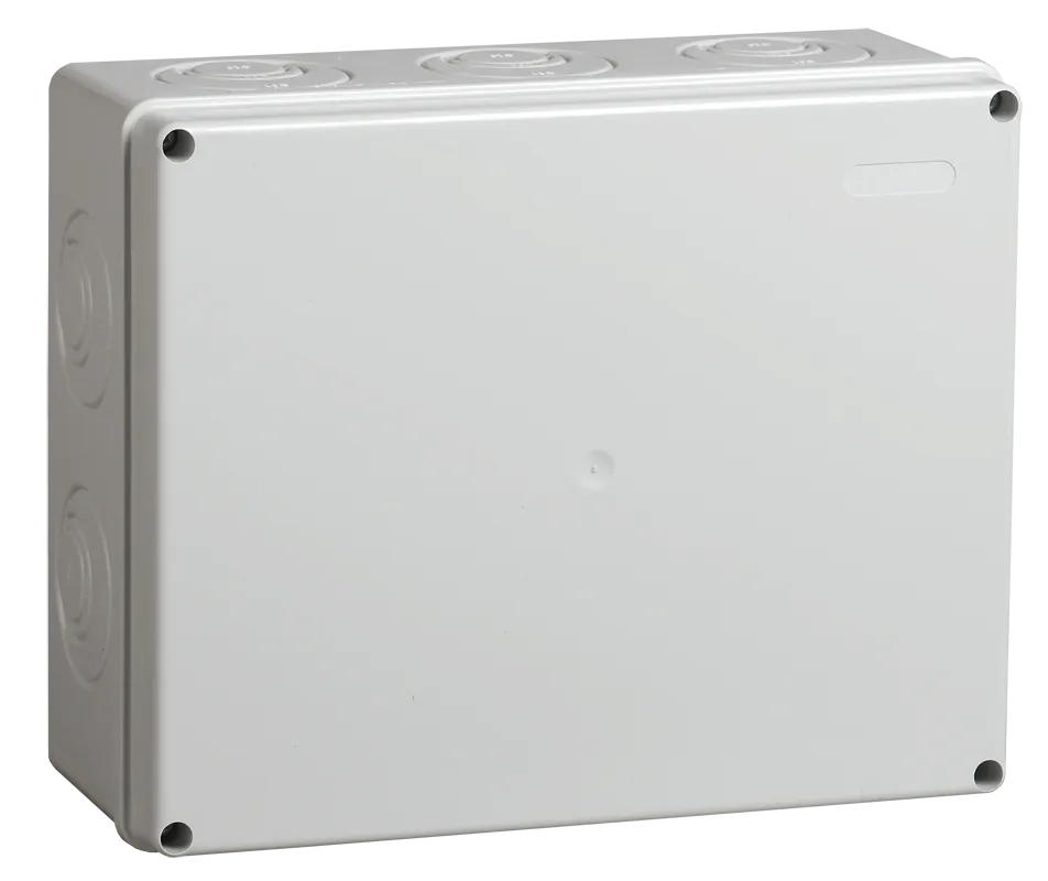 Коробка распаячная КМ41272 для открытой проводки безгалогенная (HF) 240х195х90мм IP55 5 вводов серая IEK UKO10-240-195-090-K41-55