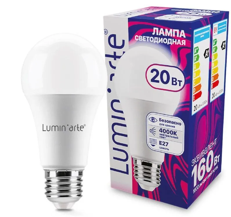 Светодиодная лампа Luminarte LSTD-A60-20W4KE27 20Вт 4000K E27 LSTD-A60-20W4KE27