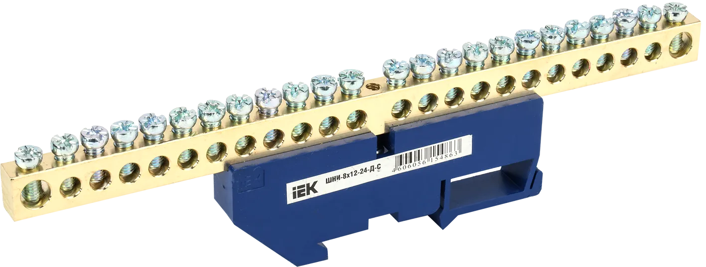 Шина N "ноль" на DIN-изол ШНИ-8х12-24-Д-С IEK