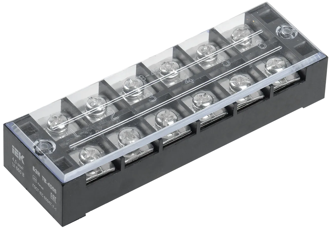 Блок зажимов наборный БЗН ТВ-4506 4,5мм2 45А 6 пар IEK