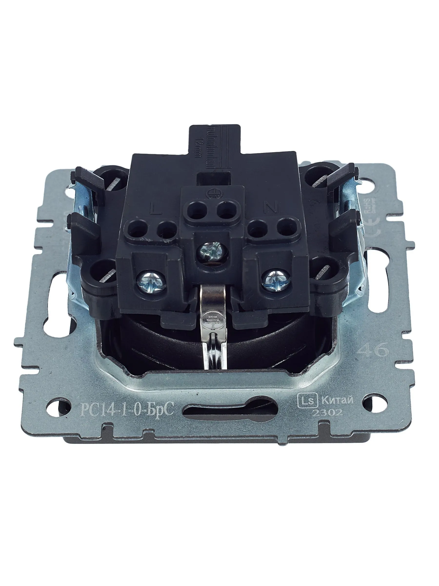 BRITE Розетка 1-местная с заземлением с защитными шторками 16А РС14-1-0-БрС сталь IEK - Фото 5