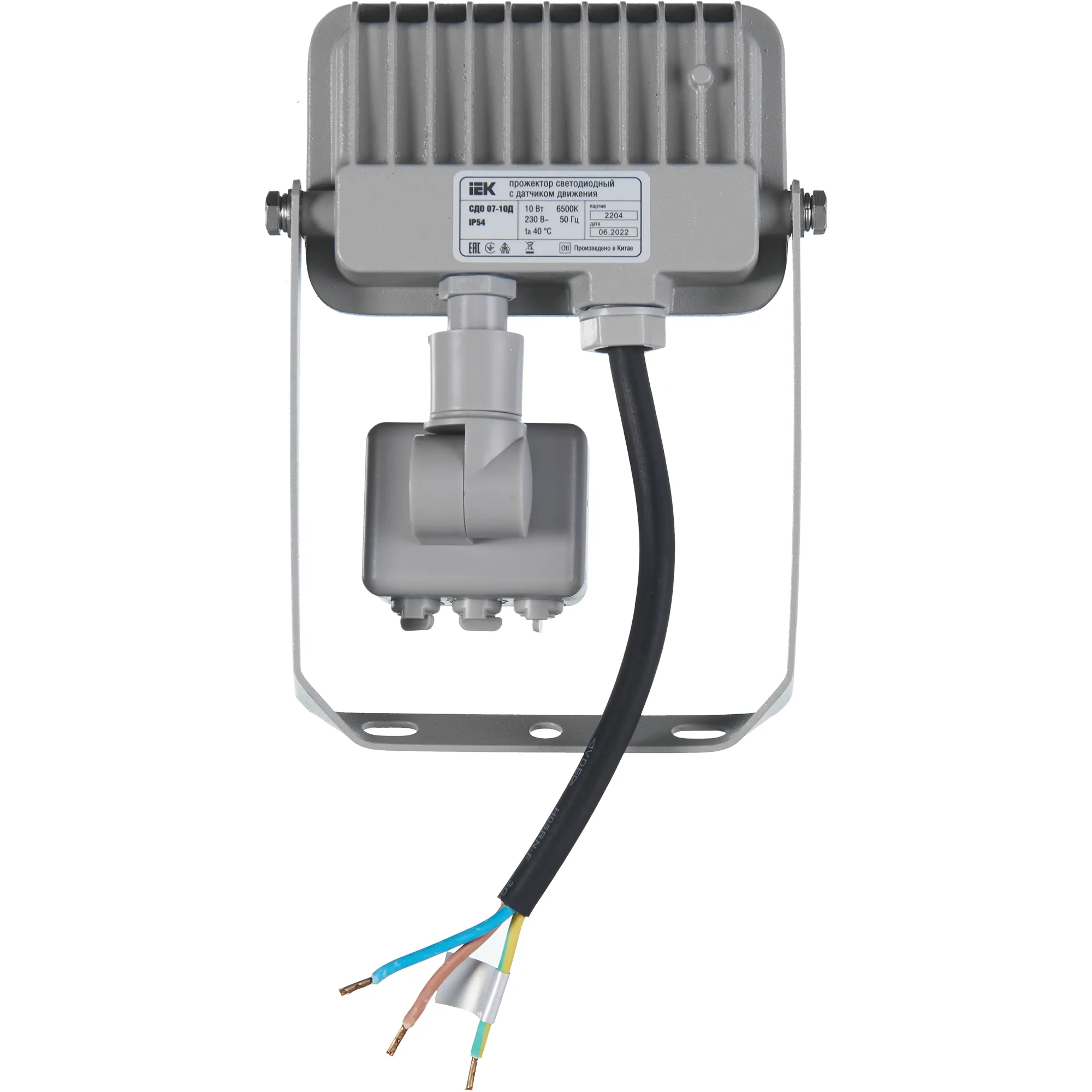Прожектор светодиодный СДО 07-10Д с датчиком движения IP54 серый IEK - Фото 5