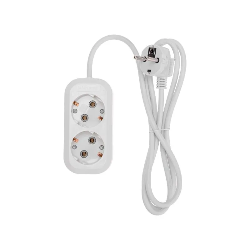 Удлинитель 2 гнезда, 1,5м, 3х0,75мм², с/з, белый PROconnect - Фото 3